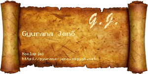 Gyurana Jenő névjegykártya